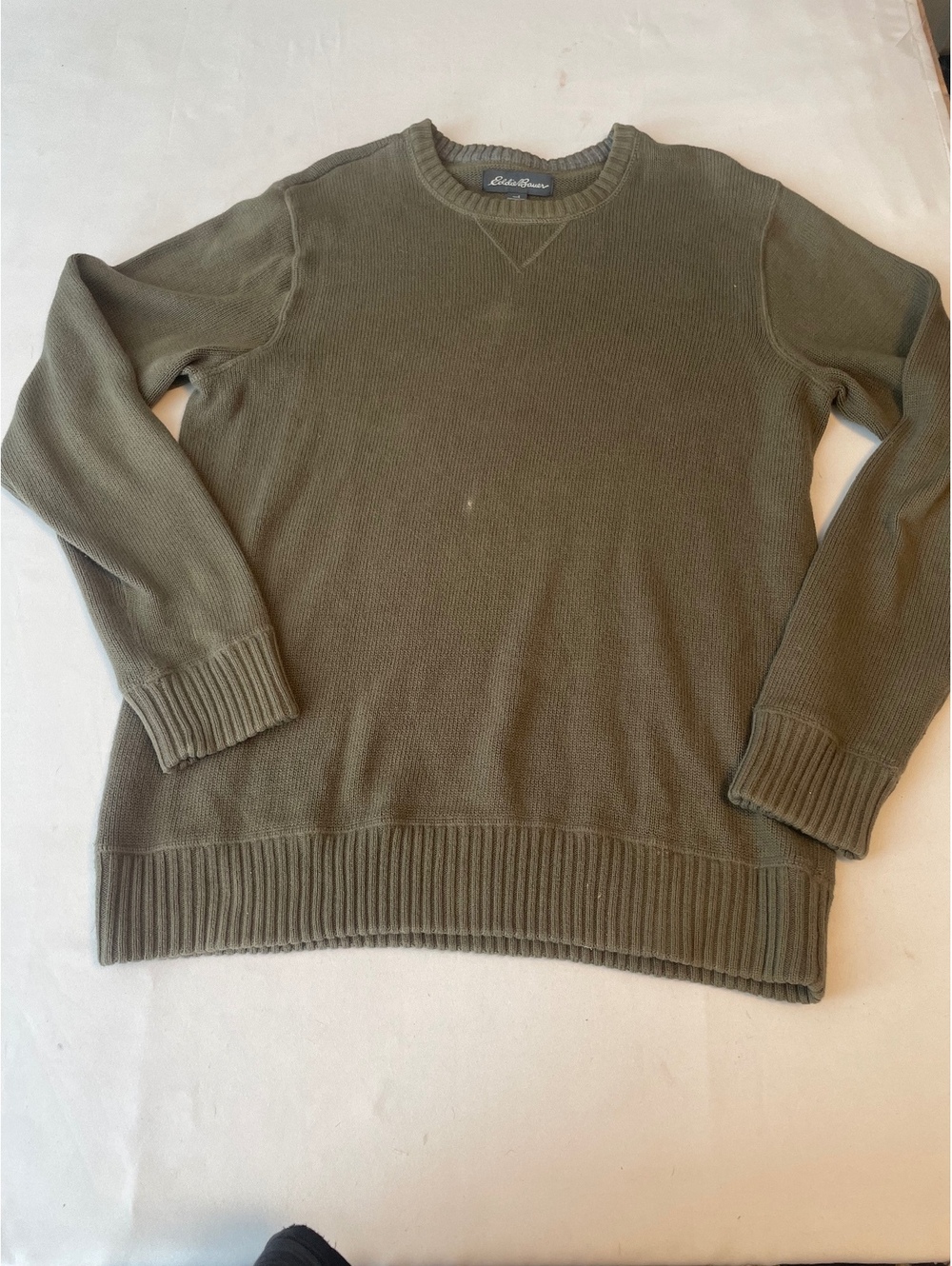 Eddie Bauer Men's Olive Green Cotton Pullover Sweater Size L